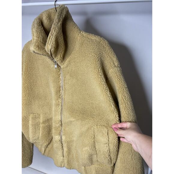 Free People Get Cozy Teddy Jacket Women's Medium Brown Fuzzy Oversize Boho Zip - Picture 3 of 10